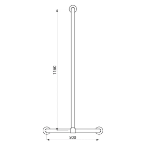 Delabie Handlauf T-Form verschiebbar Ø 32 mm 1160 x 500 mm Edelstahl seidenglanz.
