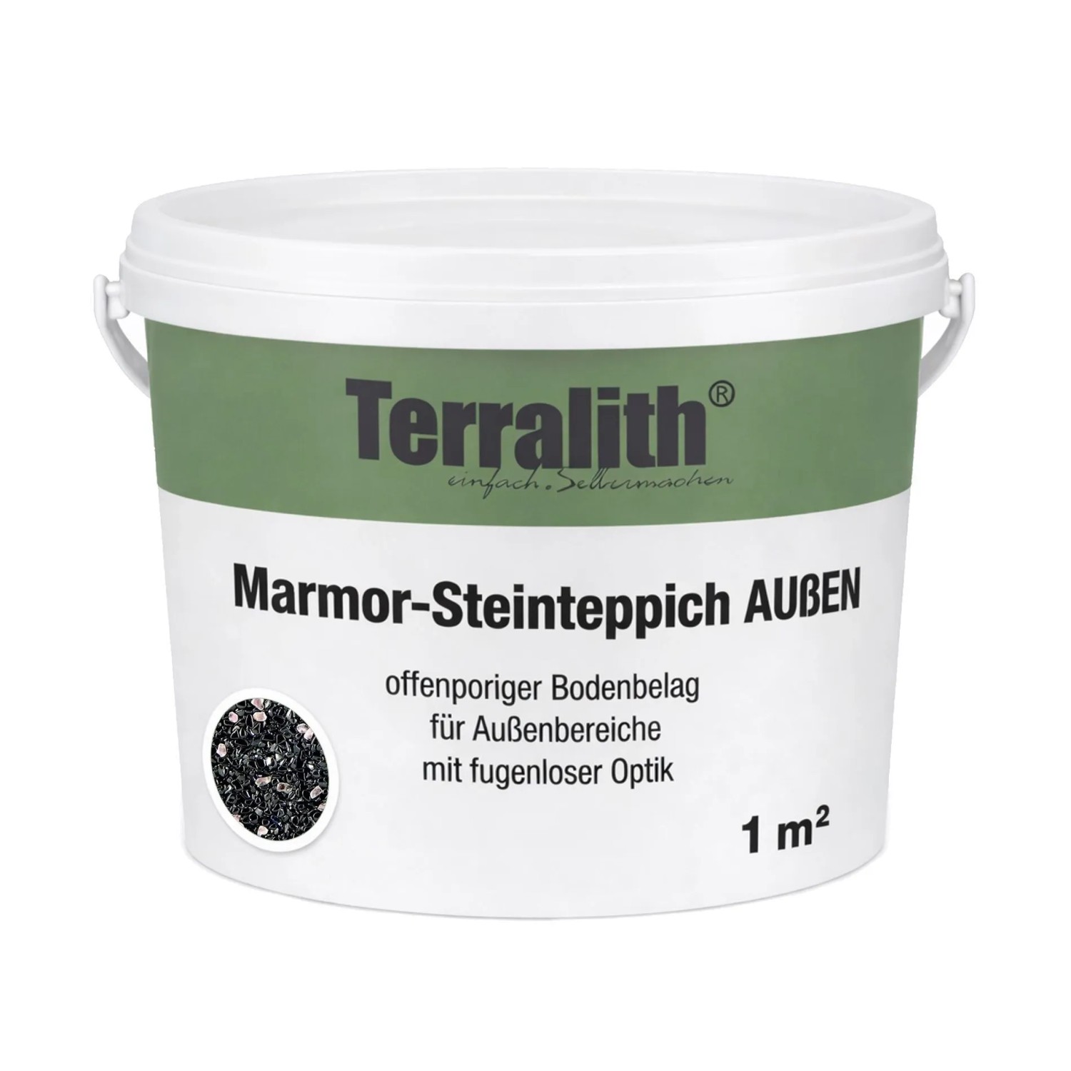 Terralith Edelsteinteppich Rosenquarz Nero 1 m² Außen