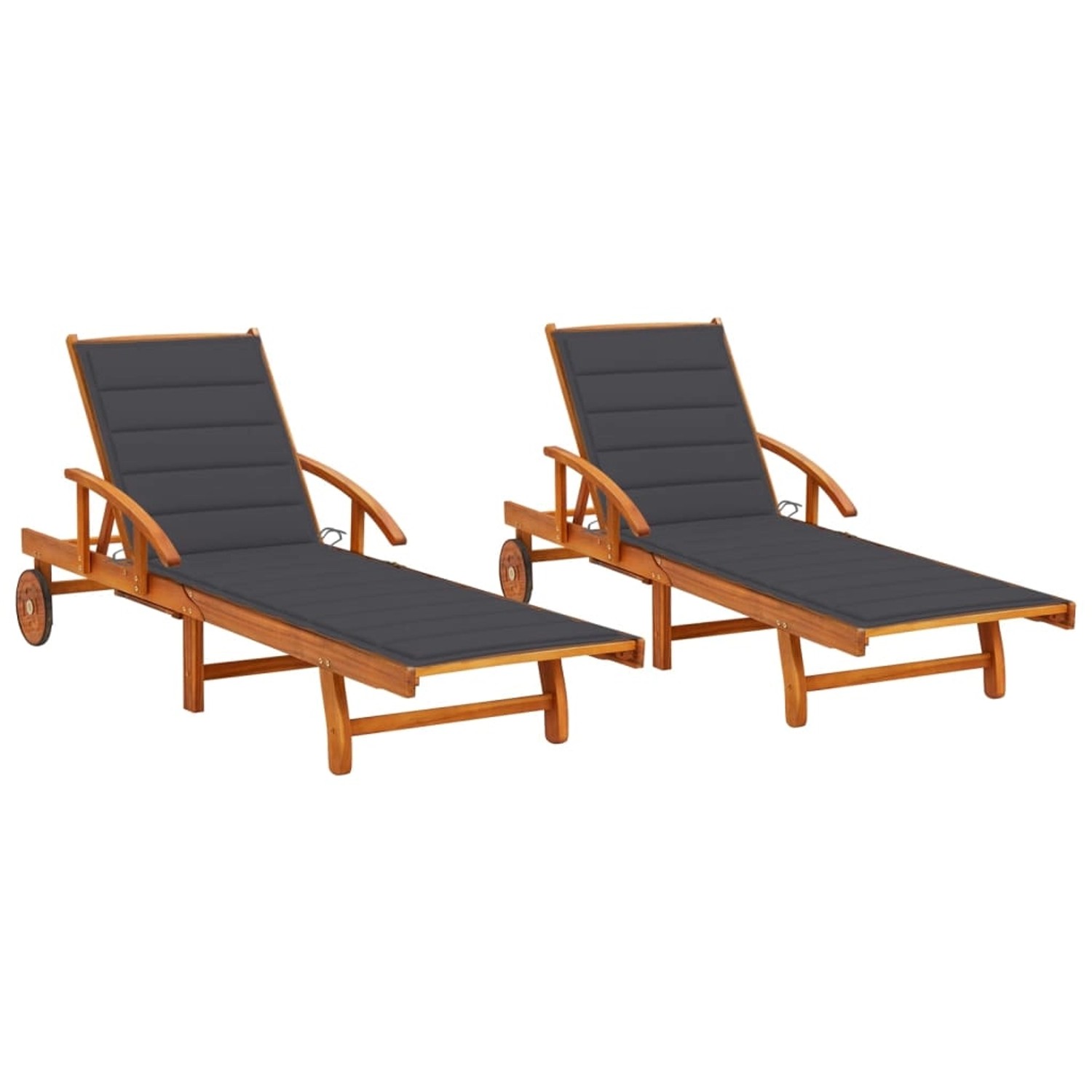 vidaXL Sonnenliegen 2 Stk mit Auflagen Massivholz Akazie 3077330
