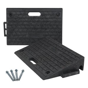 2er Set TRUTZHOLM Bordsteinrampen aus Gummi, 50x32x10cm, mit Schrauben und Tragegriff. Zubehör für Autoanhänger.