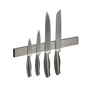 Relaxdays Magnetleiste Edelstahl Kunststoff Silber Schwarz Selbstklebend 4 cm x 30 cm x 1 cm 0,55 kg