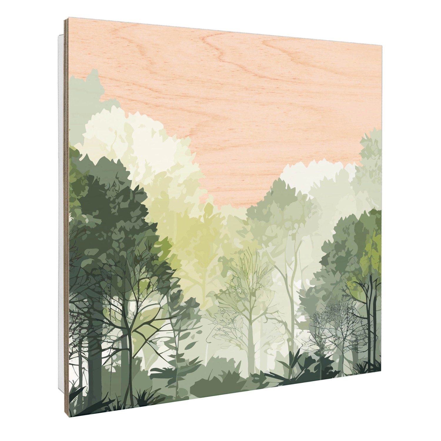 Banjado Schlüsselbox mit Waldszene auf Holzfront, weißer Kasten mit 50 Haken. Garderobenhaken.