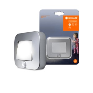 Ledvance LED-Nachtlicht Nightlux Hall, silberfarben mit Licht- und Bewegungsmelder.