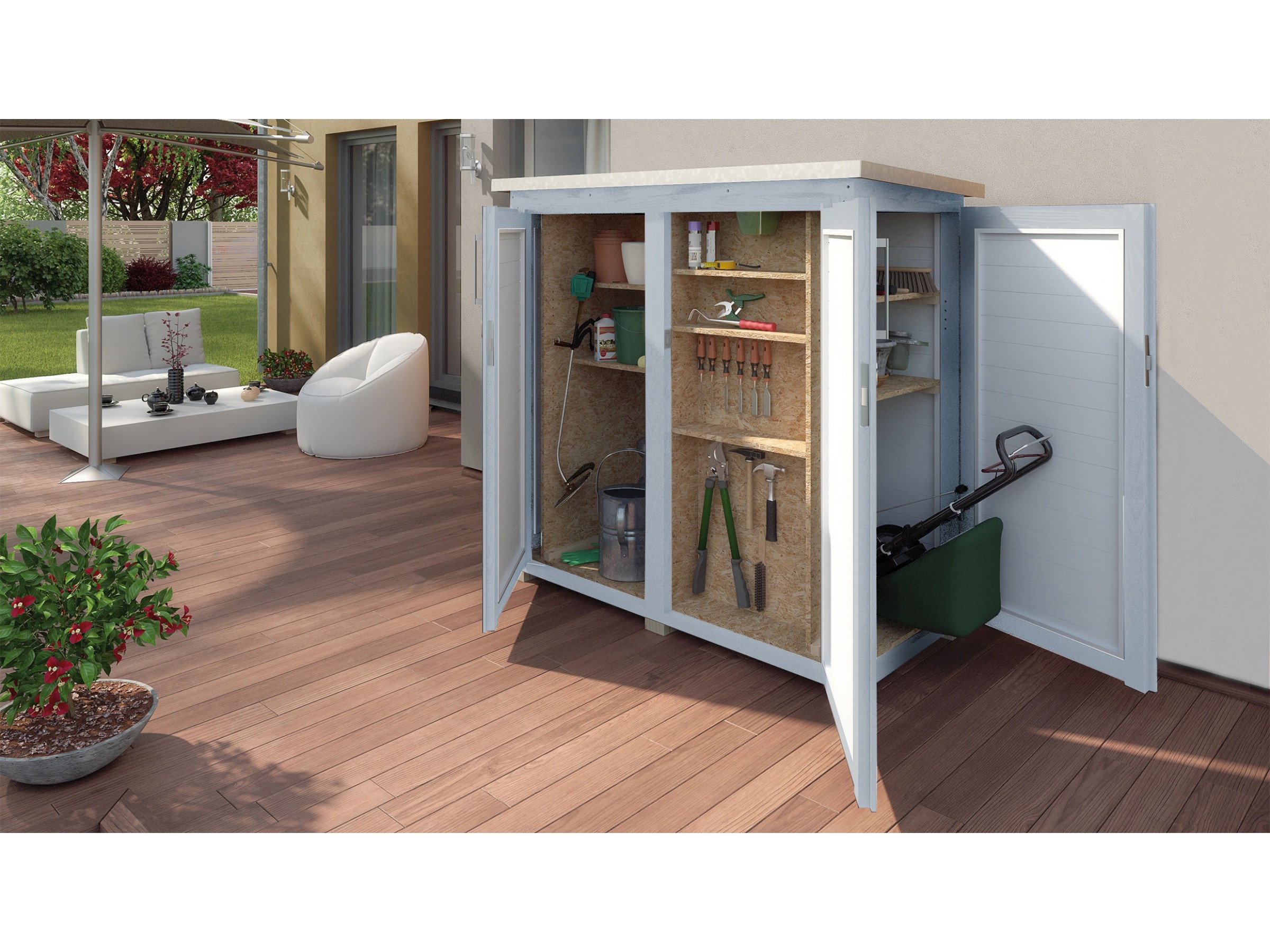 Jardipolys Gartenschrank MERINA – 175x83 Cm, Aus Kesseldruckimprägniertem Holz, Mit Bitumendach