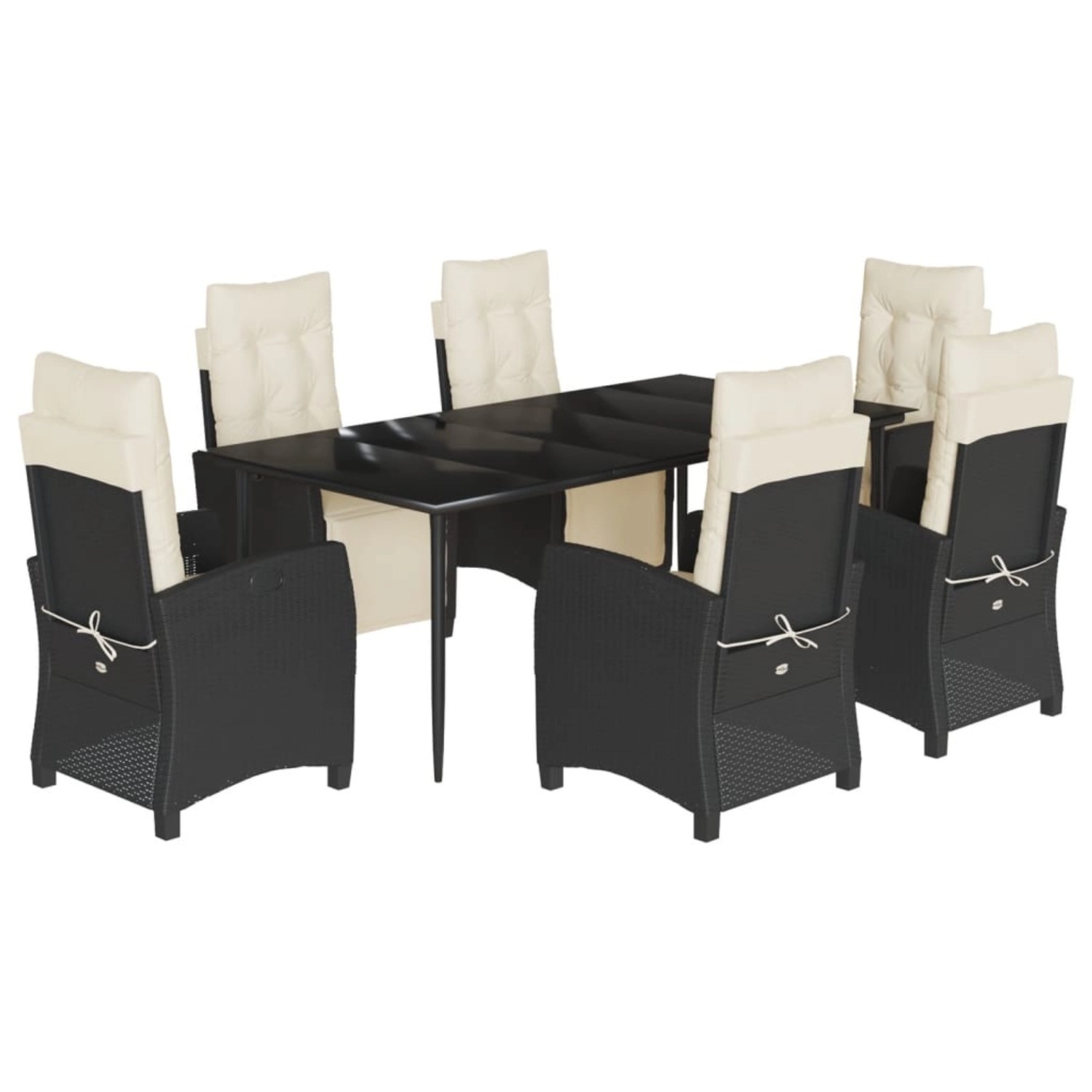 vidaXL 7-Tlg Garten-Essgruppe mit Kissen Schwarz Poly Rattan 3212951 günstig online kaufen