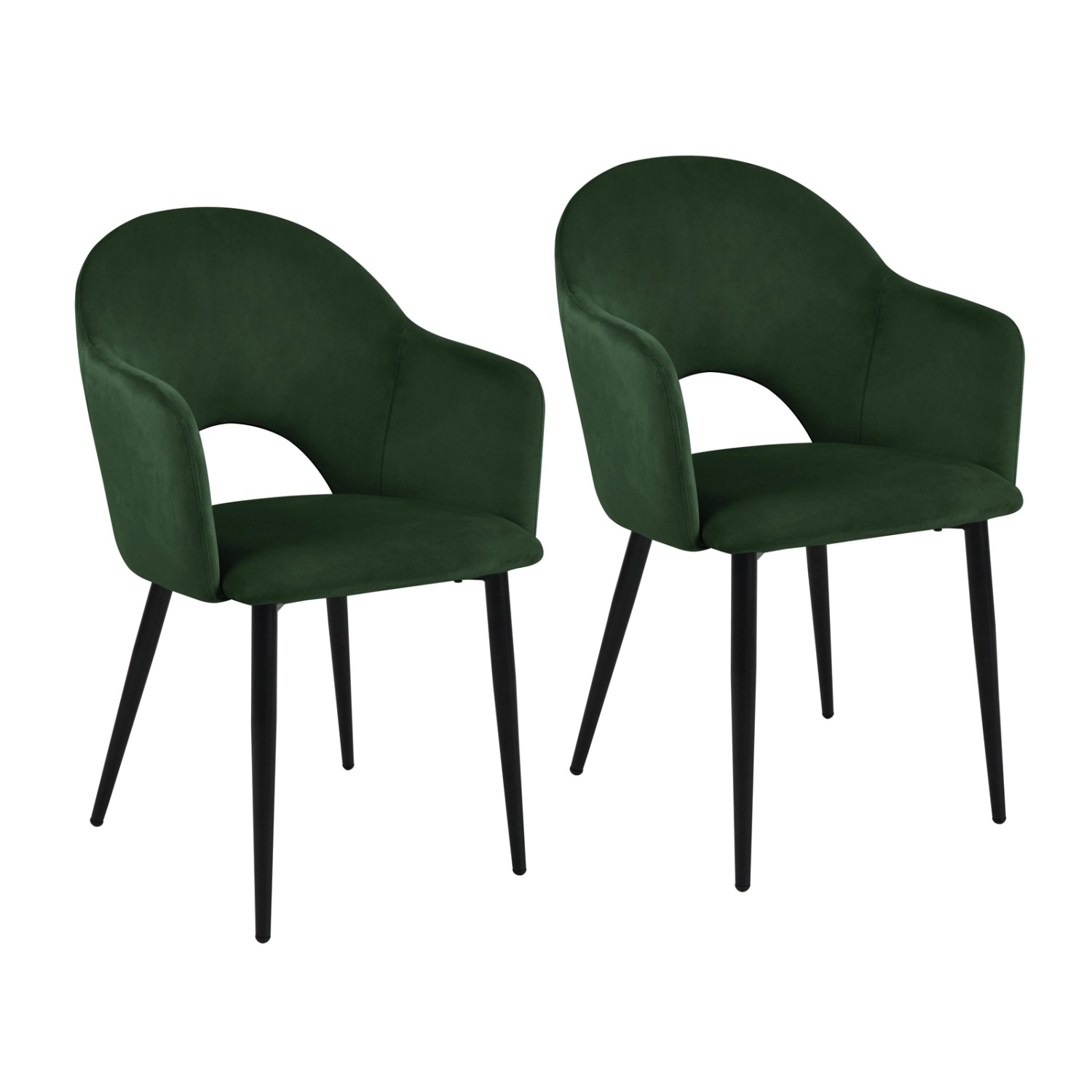 Svita Hailey 2er Set Esszimmerstühle Küchen-Sessel Gepolstert Samt Dunkelgr günstig online kaufen