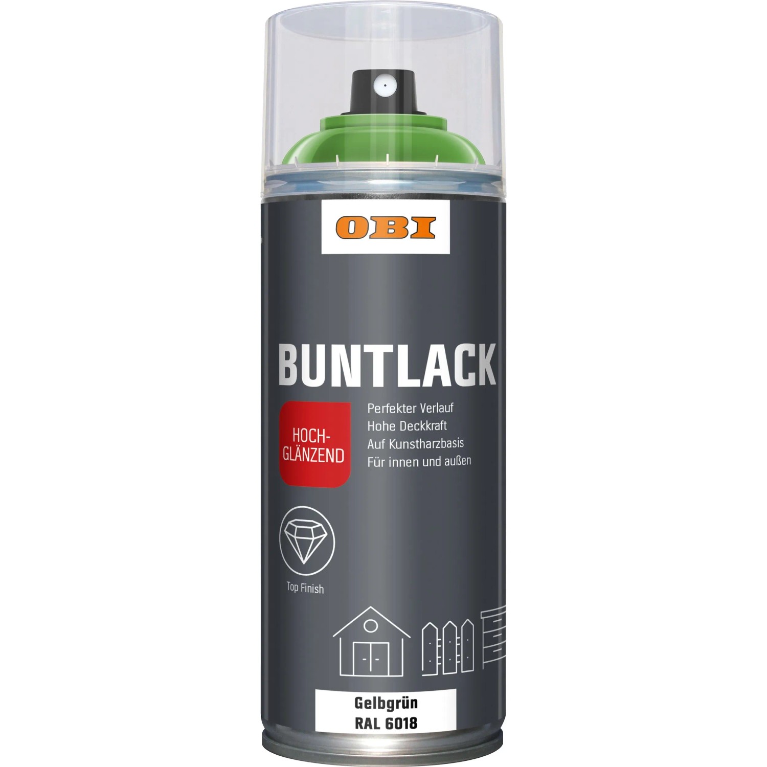 OBI Buntlack Spray RAL 6018 Gelbgrün hochglänzend 400 ml