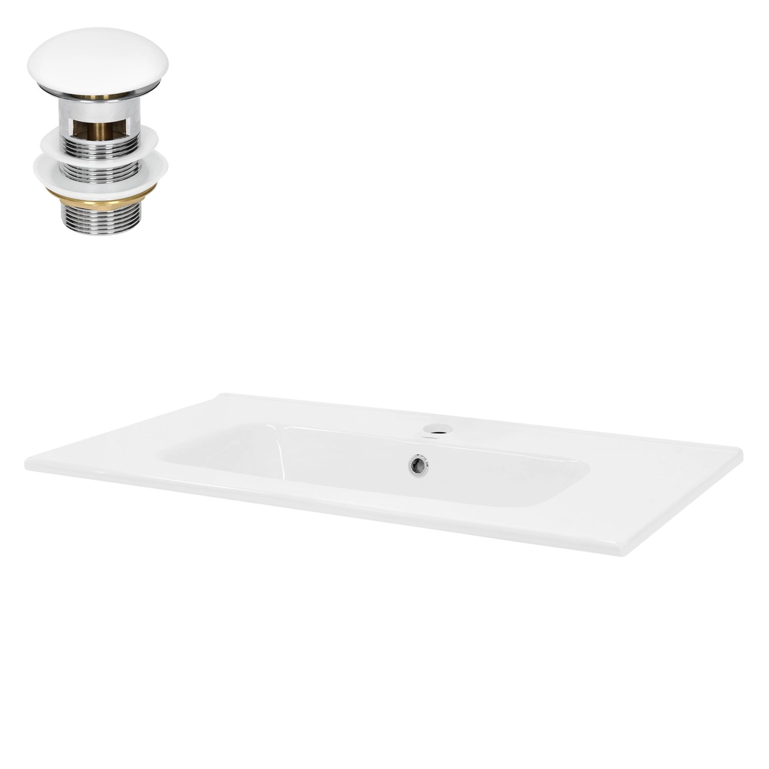 LuxeBath Waschbecken Keramik Weiß 81x16,5x46 cm inkl Ablaufgarnitur günstig online kaufen
