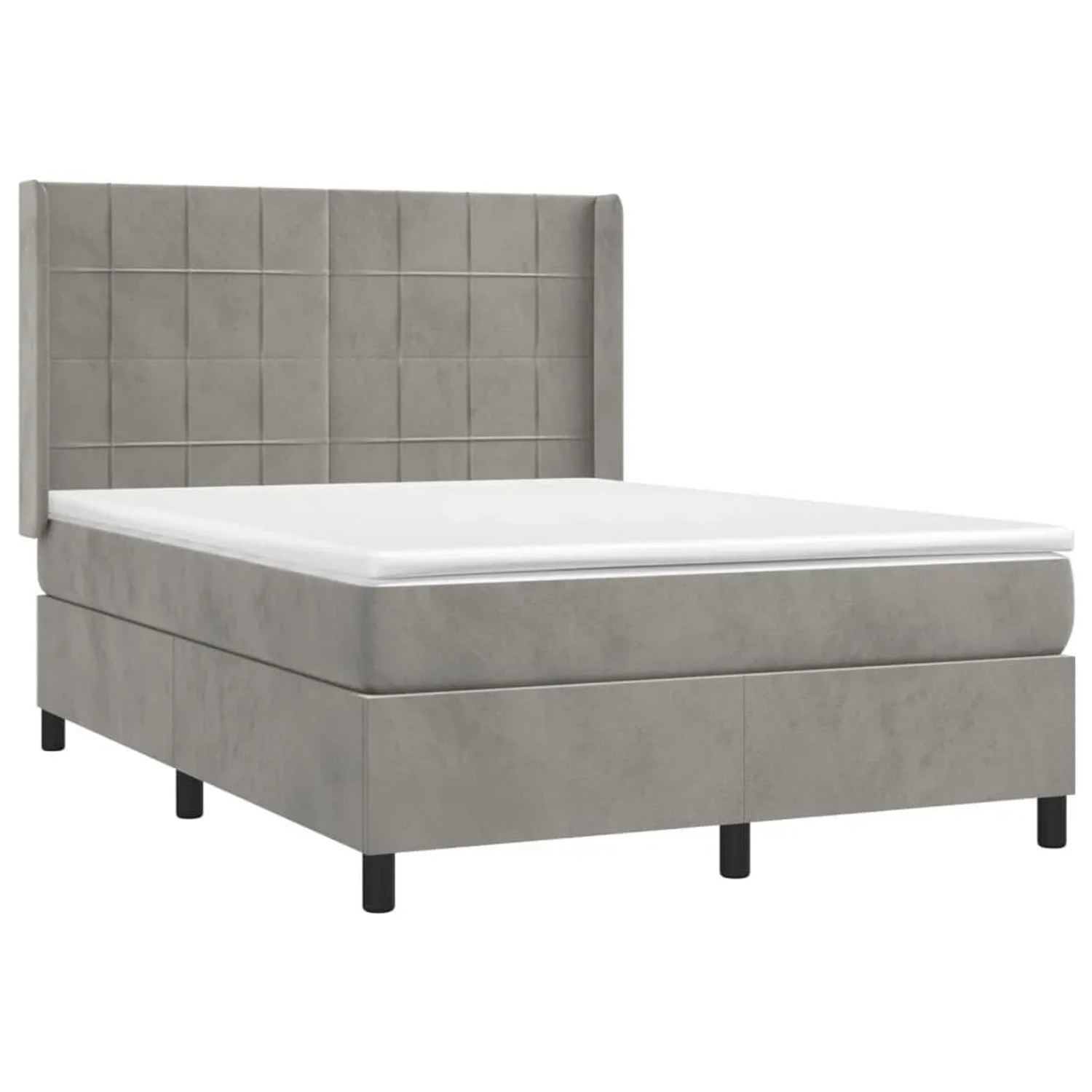 vidaXL Boxspringbett mit Matratze Hellgrau 140x200 cm Samt 3132681 günstig online kaufen