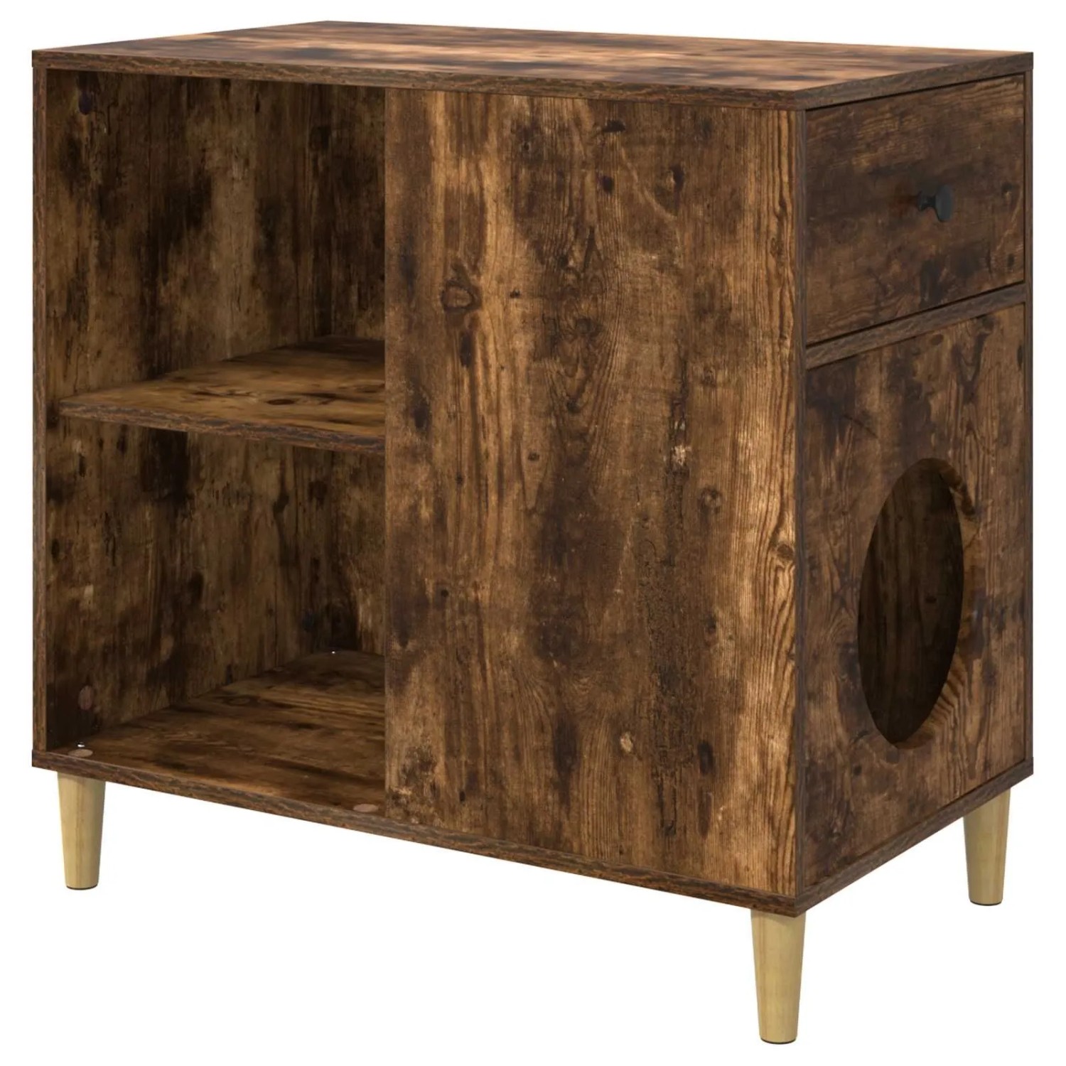 vidaXL Katzenhaus Geräucherte Eiche 72 x 42,5 x 70 cm Holzwerkstoff 8000685