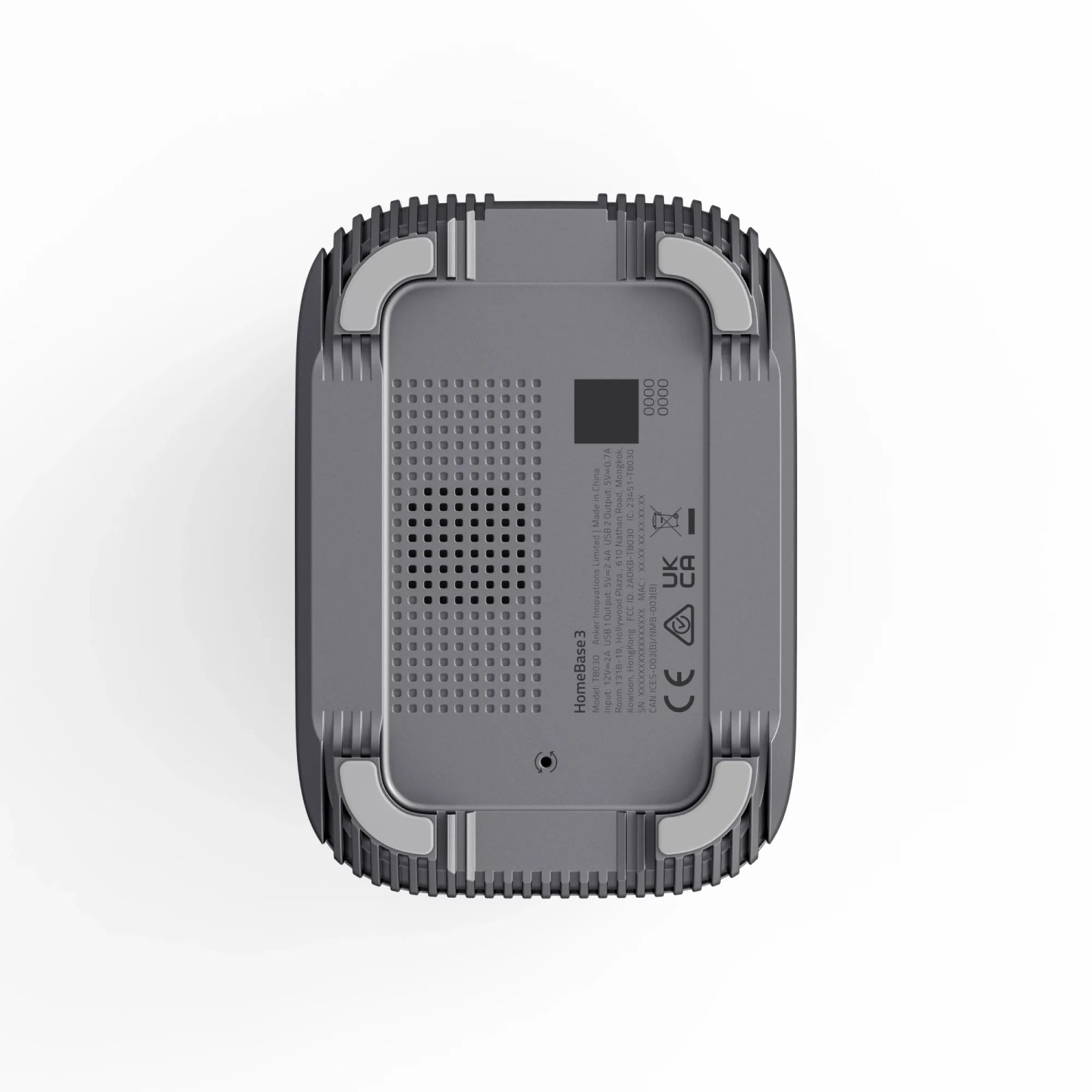 Eufy HomeBase S380 (HomeBase 3) für Kameraüberwachung, graue Basis von oben.