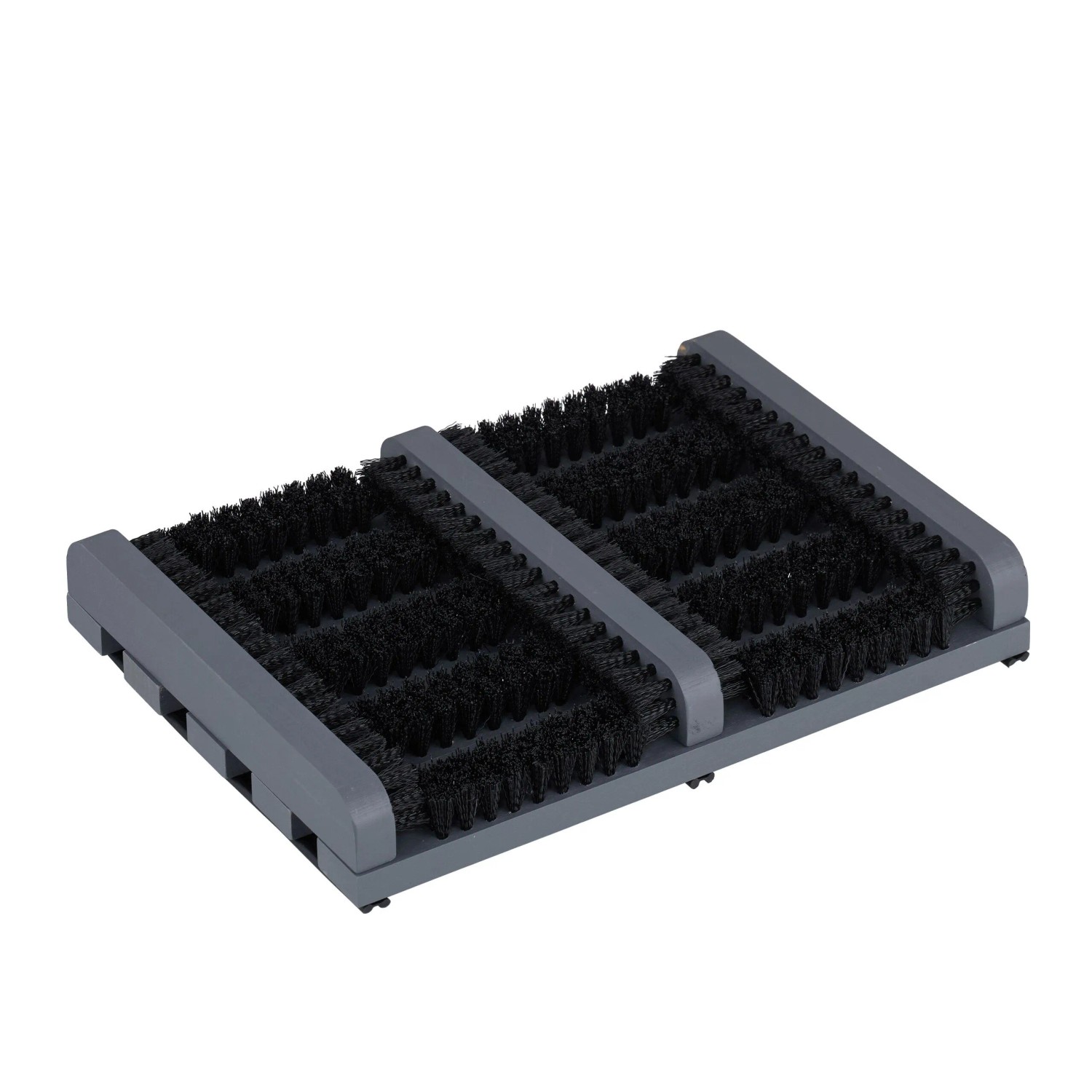 Relaxdays Schuhabstreifer mit Bürsten Pappelholz Grau Rutschfest 5,5 cm x 36 cm x 26 cm 1,1 kg