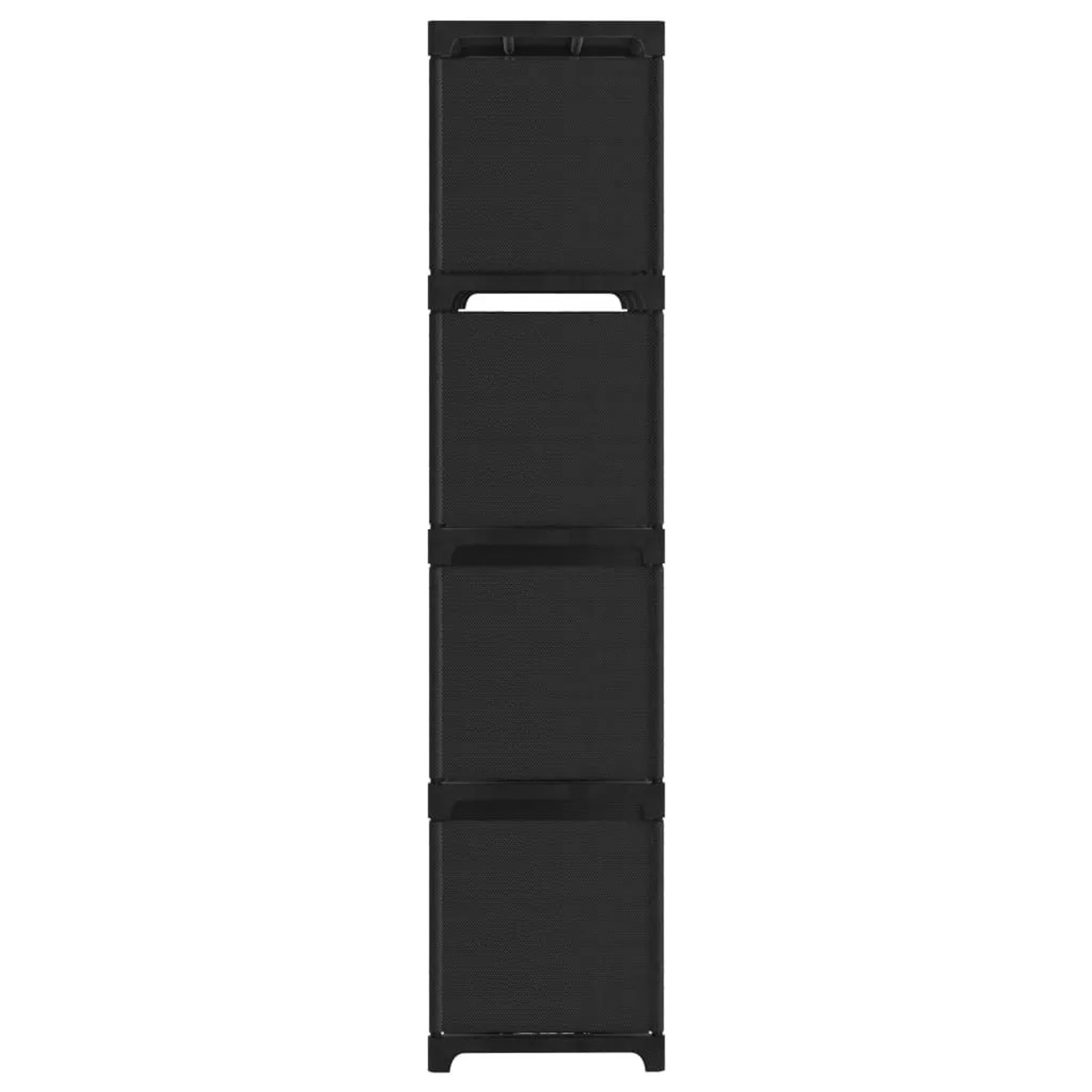 Schwarzes vidaXL Würfel-Regal mit 12 Fächern aus Stoff, 103x30x141 cm.