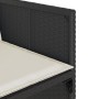 Detailansicht Gartenstuhl der vidaXL Essgruppe: Schwarzes Rattan, cremefarbenes Kissen.