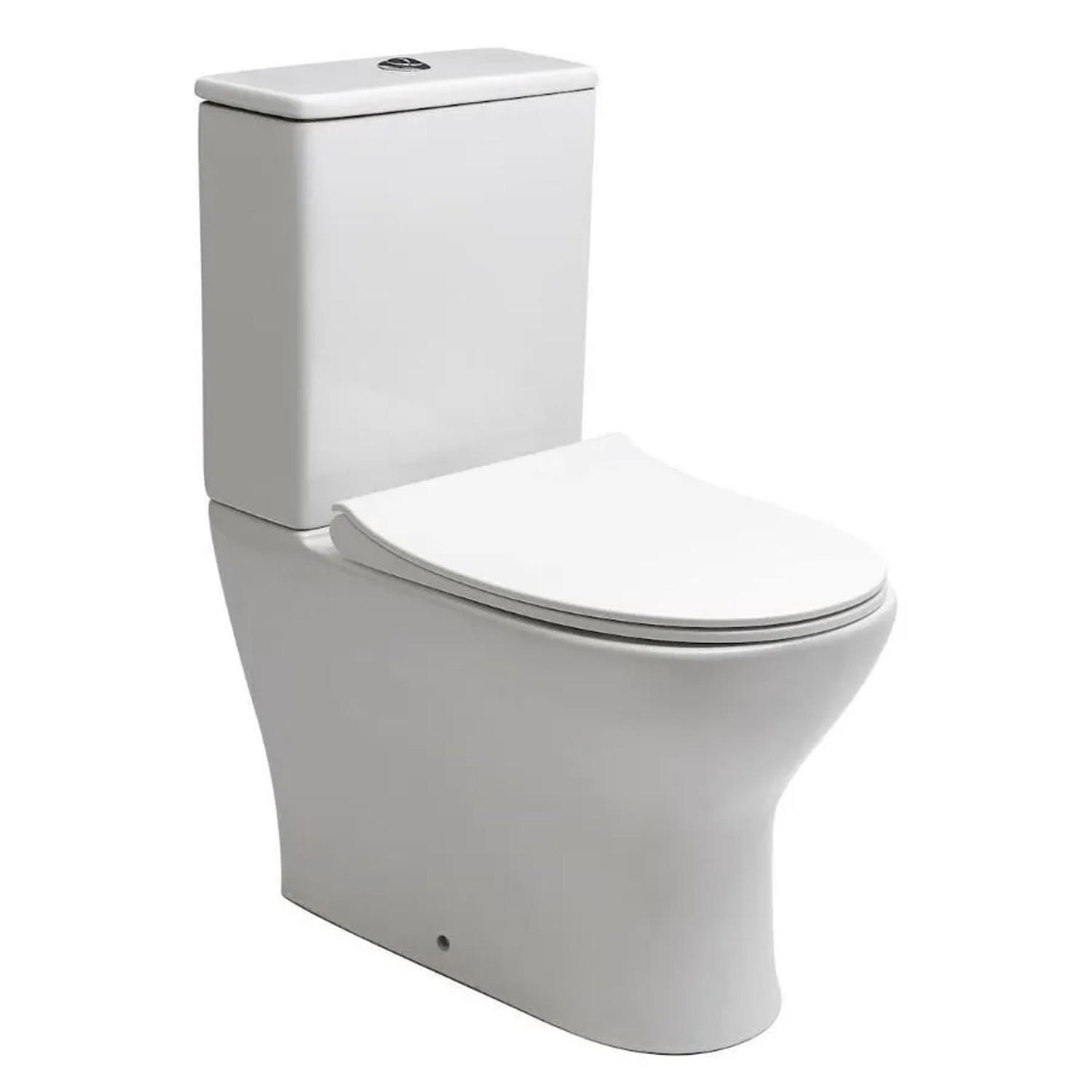 Swiss Aqua Technologies Stand-WC Kombi Set mit Spülkasten Toilette Spülrandlos Wasseranschluss Links WC-Sitz mit SoftClose Weiß
