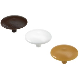Hettich Abdeckkappen für Schrauben, 6,3 x 50 mm, in Weiß, Braun und Beige.