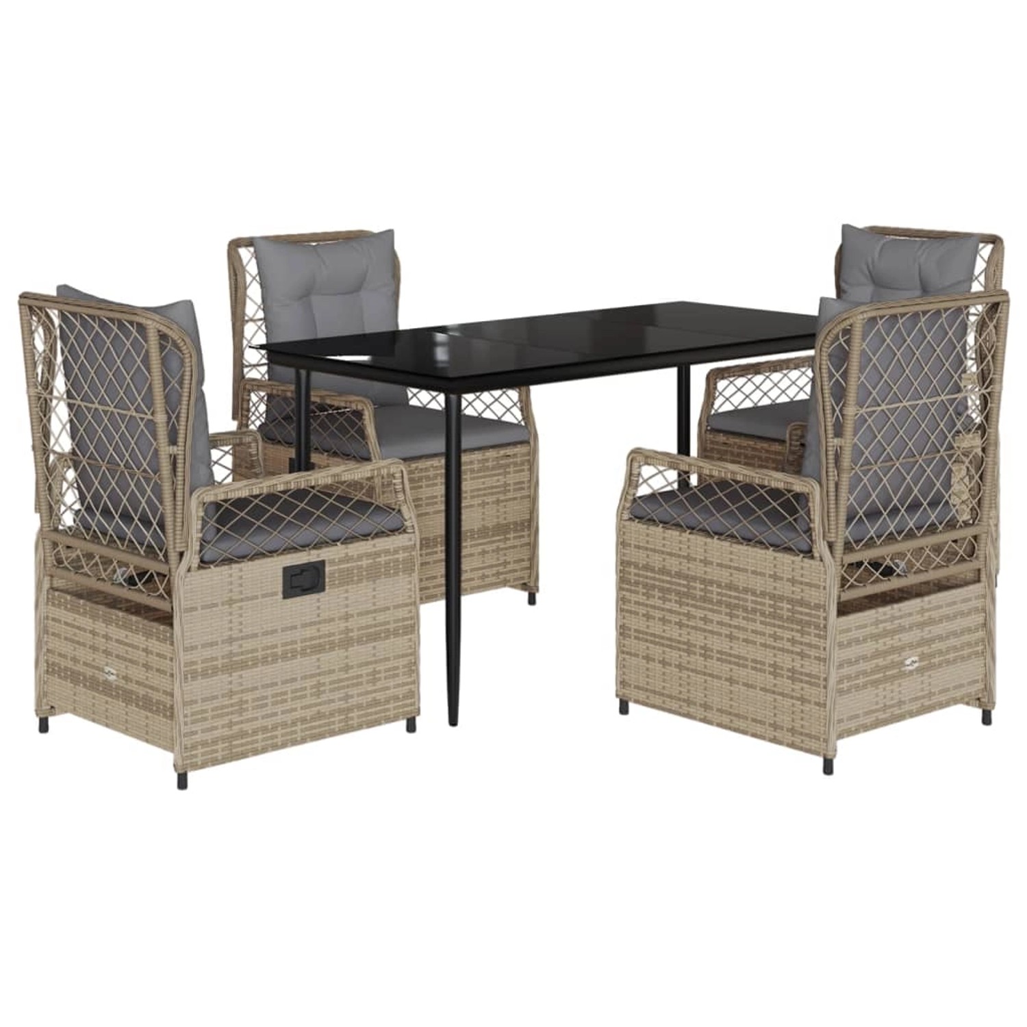 vidaXL 5-Tlg Garten-Essgruppe mit Kissen Beige Poly Rattan 3263001 günstig online kaufen