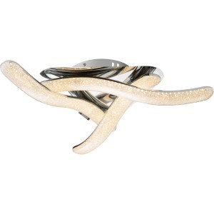 Moderne LED-Deckenleuchte NABRO in Chrom mit Acrylkristallen, neutralweißes Licht.