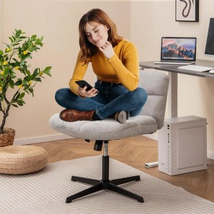 Costway Schneidersitz Stuhl Drehstuhl Ohne Armlehnen Modern Grau