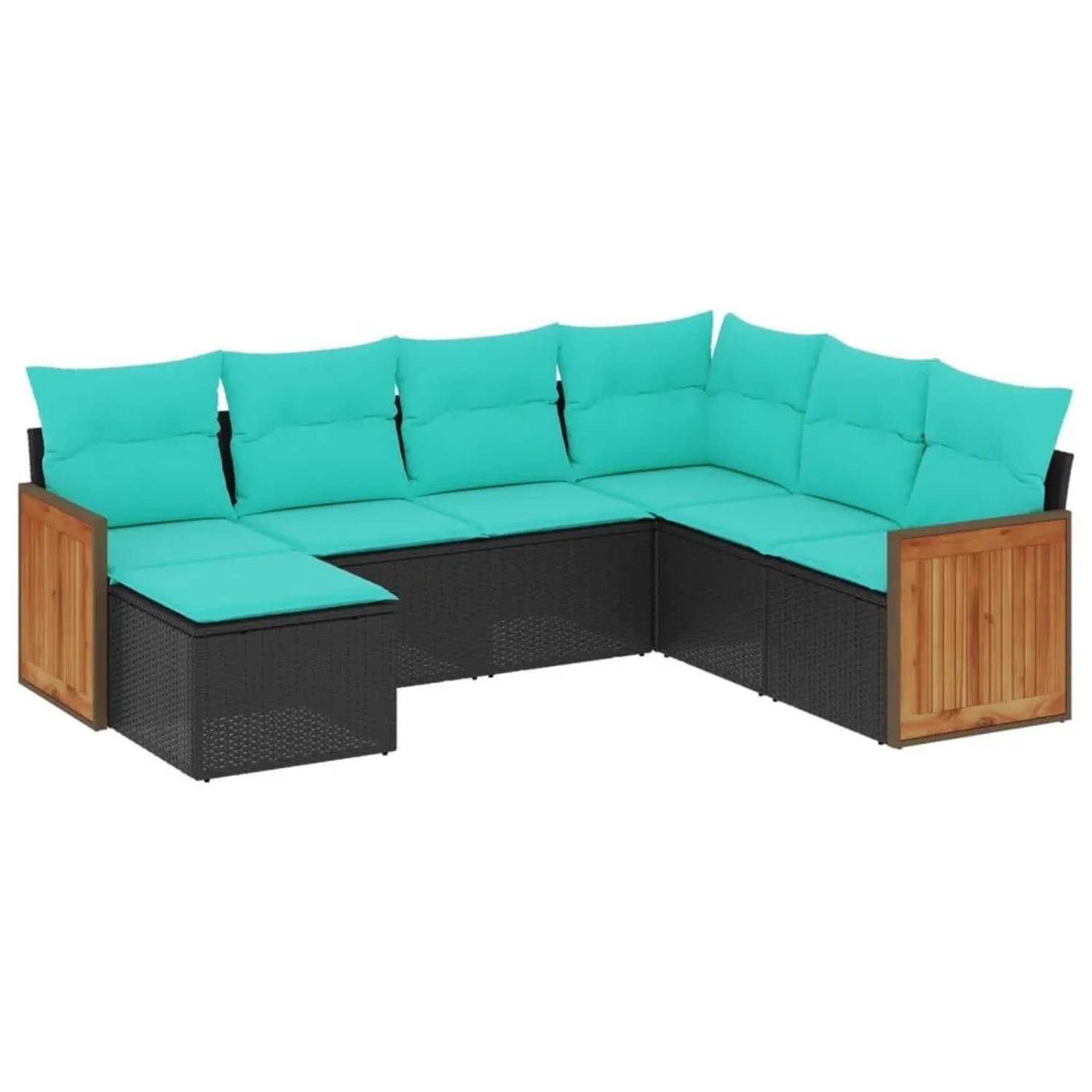 vidaXL 7-Tlg Gartensofa-Set mit Kissen Schwarz Polyrattan 3227884 günstig online kaufen