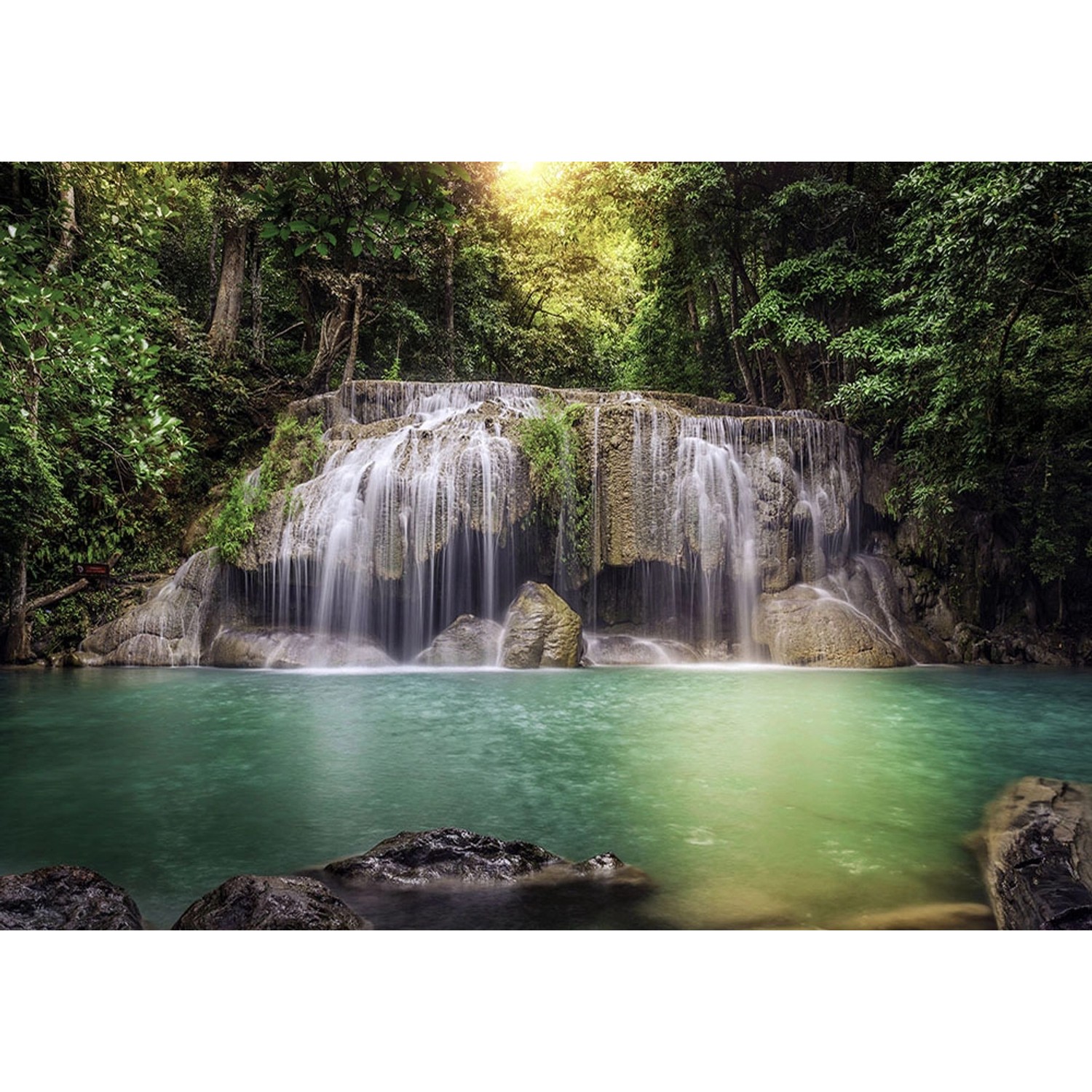 Sanders & Sanders Fototapete Wasserfall Grün und Braun 360 x 270 cm 600420 günstig online kaufen