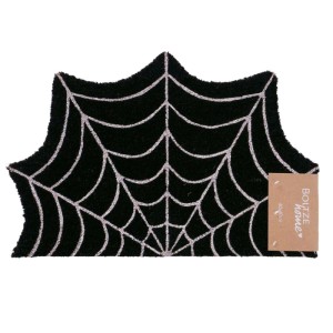 Boltze Fußmatte Nysara, schwarz-weißes Spinnennetz-Design, Kokosfasern, 60x40 cm.