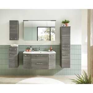 Pelipal Badmöbel-Set Quickset 328 Graphit, 5-teilig mit Marmorwaschbecken und Spiegelschrank.