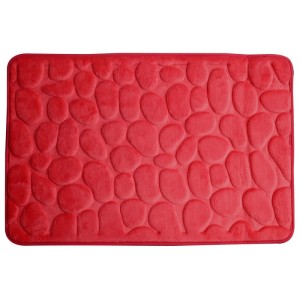 Roter Euroshowers Badvorleger Rimini mit Memory Schaum und Steinoptik, 60x95 cm.