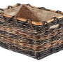 Eckige Kobolo Holztrage aus Rattan und Bananenblatt mit Jutestoff für Kaminholz.