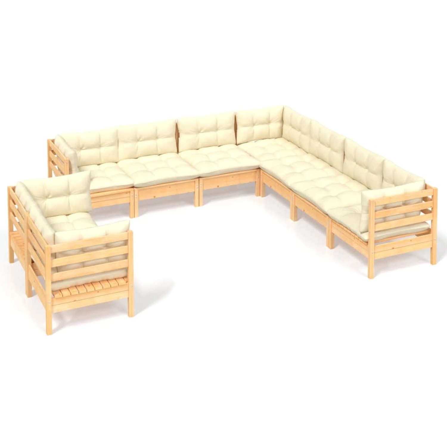 vidaXL 9-tlg Garten-Lounge-Set mit Creme Kissen Massivholz Kiefer Modell 18 günstig online kaufen