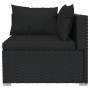 Schwarzes vidaXL 3-Sitzer Gartensofa aus Rattan mit Kissen, Eckteil.