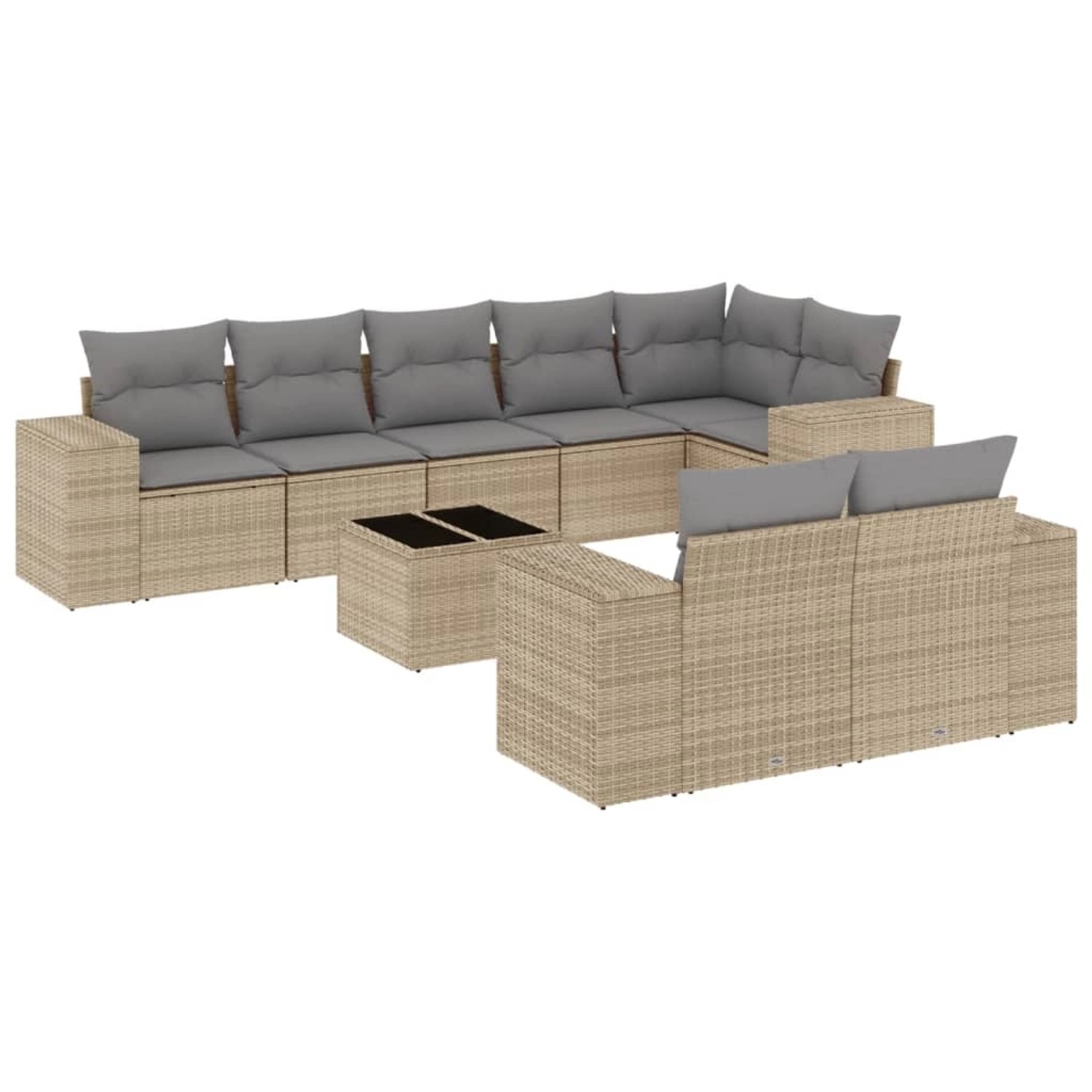 vidaXL 9-Tlg Garten-Sofagarnitur mit Kissen Beige Poly Rattan 3222828 günstig online kaufen