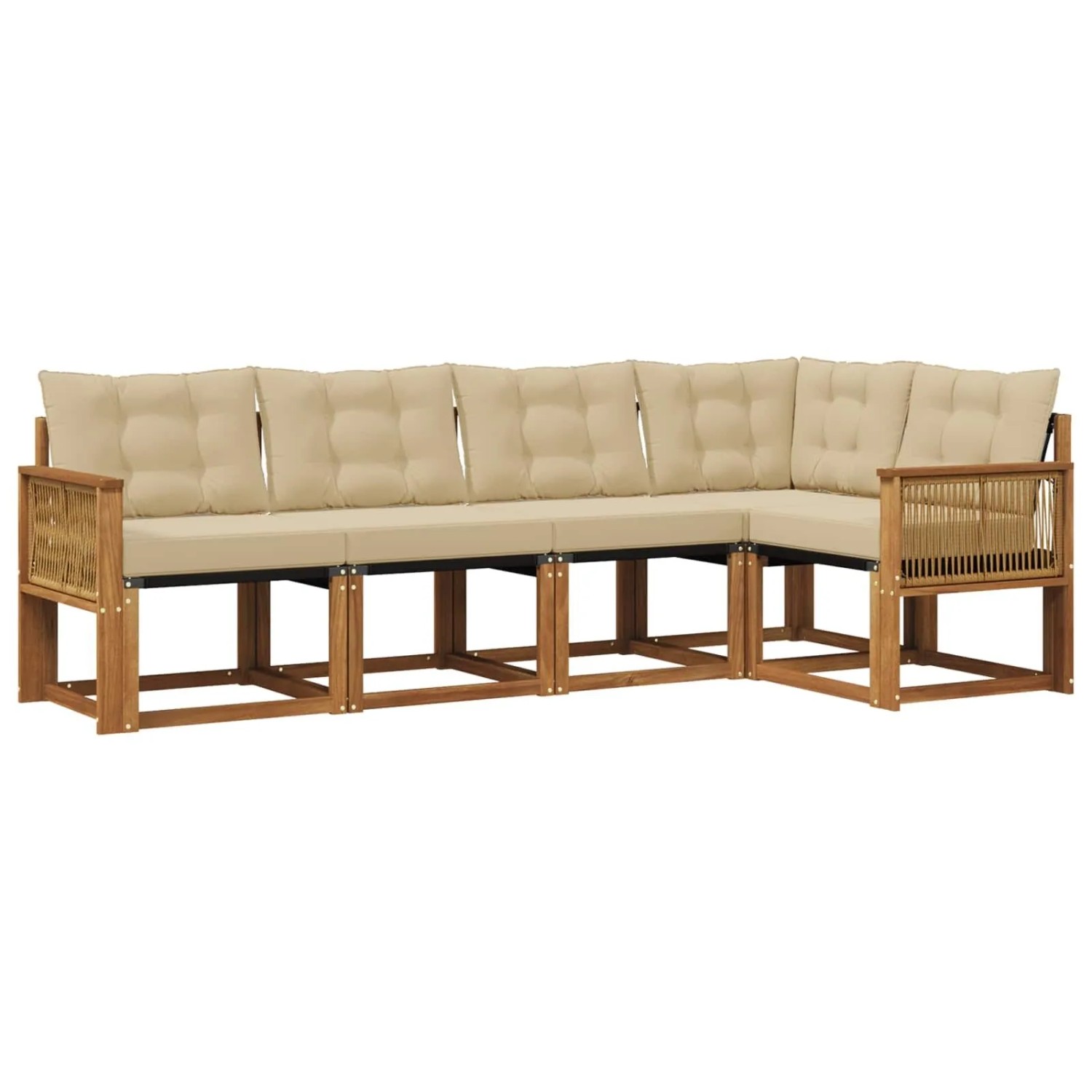 vidaXL Outdoor-Sofagarnitur mit Kissen 5 Stk Natur und Beige 3381957