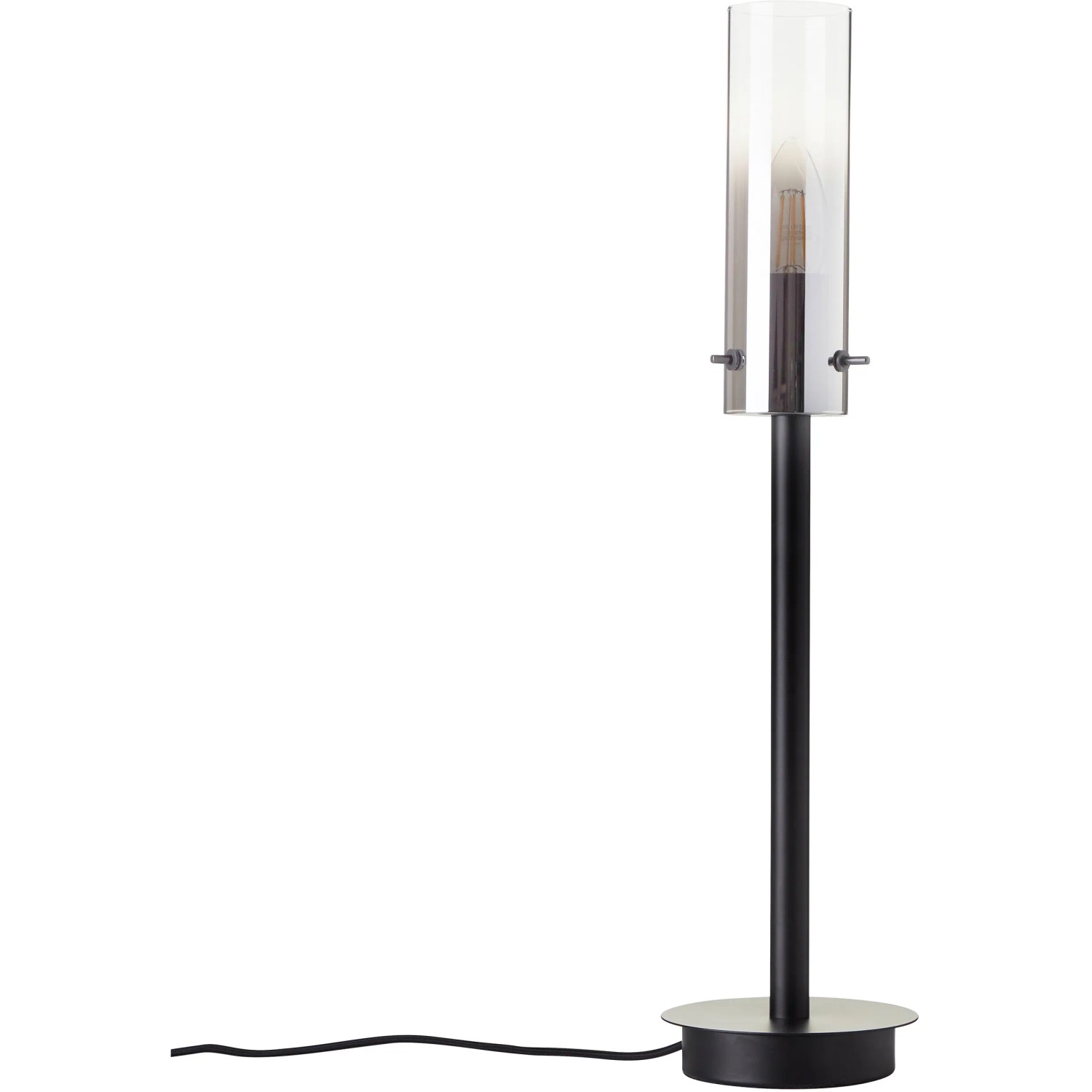 Brilliant Tischleuchte Glasini, schwarz matt, mit Glaszylinder. Design-Tischlampe für Wohnräume.