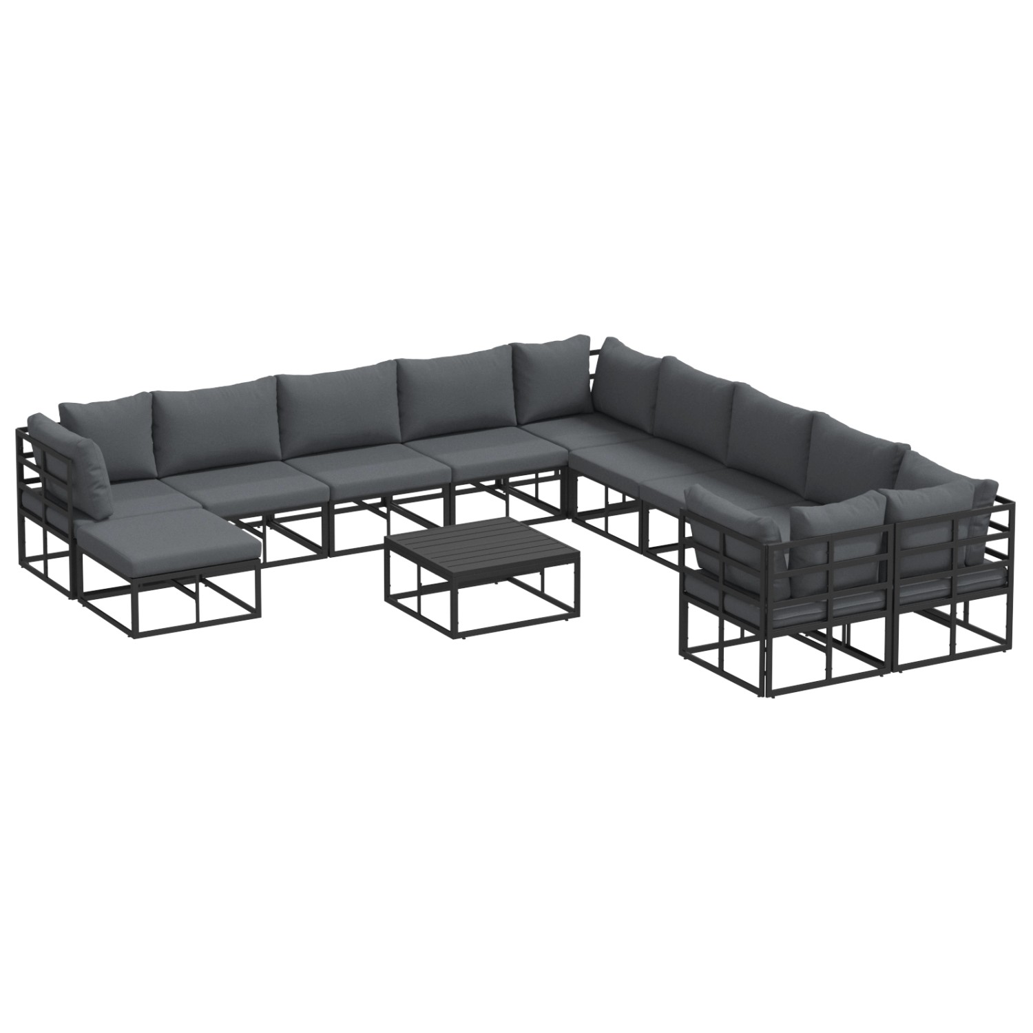 vidaXL Garten-Sofa-Set 12-Tlg Schwarz Metall 3378941 günstig online kaufen