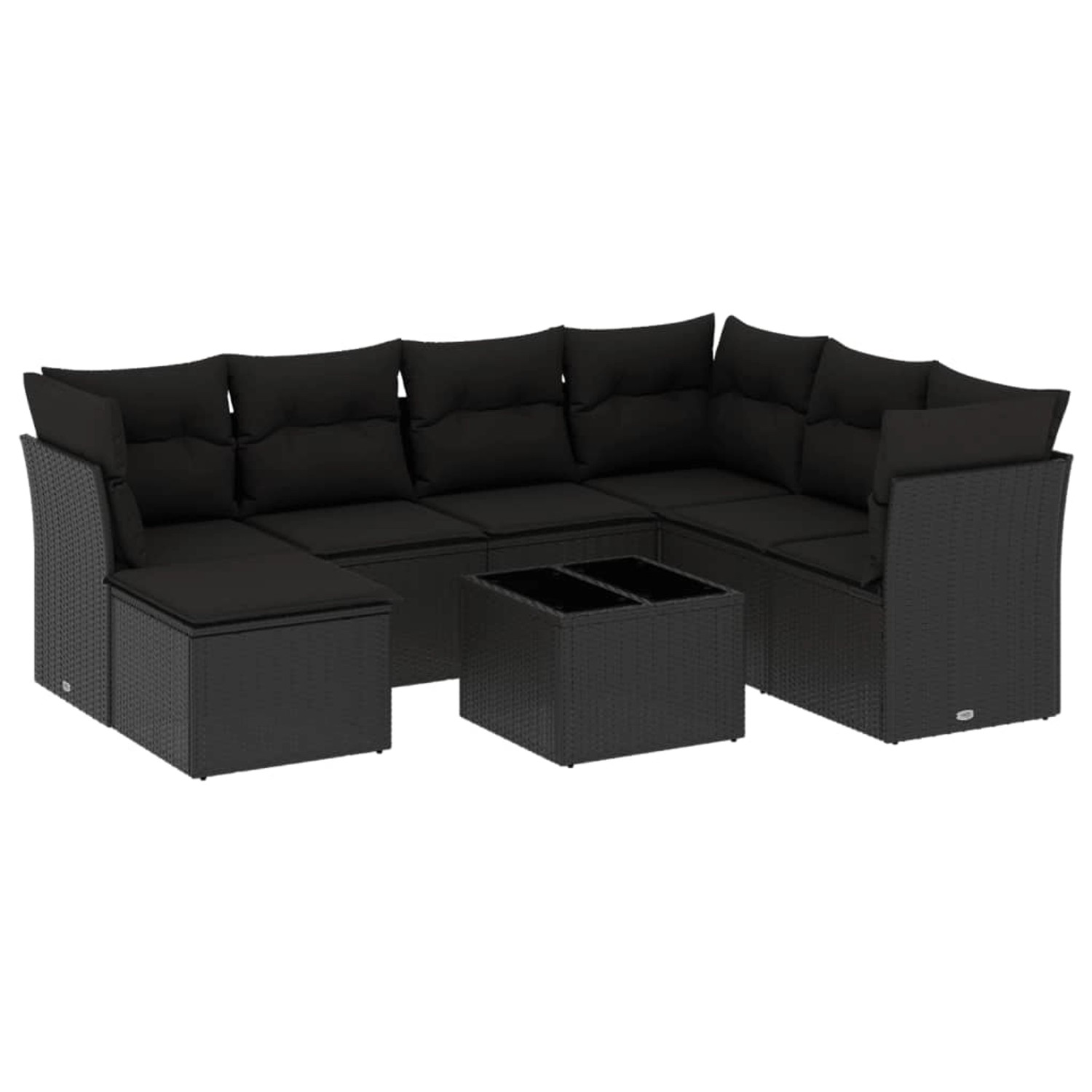 vidaXL 8-tlg Garten-Sofagarnitur mit Kissen Schwarz Poly Rattan Modell 33 günstig online kaufen