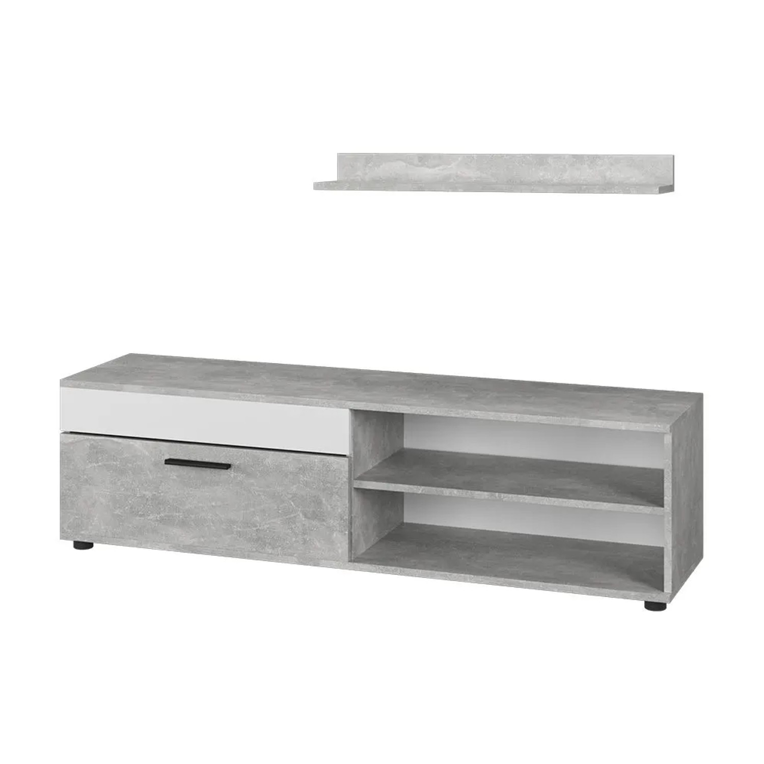Vicco Lowboard & Regal Berno Beton Weiß 140 x 39 mit 1 Klappe Art Nr 55459