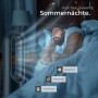 Tectake Turmventilator Polar im Einsatz neben schlafendem Mann im Bett.