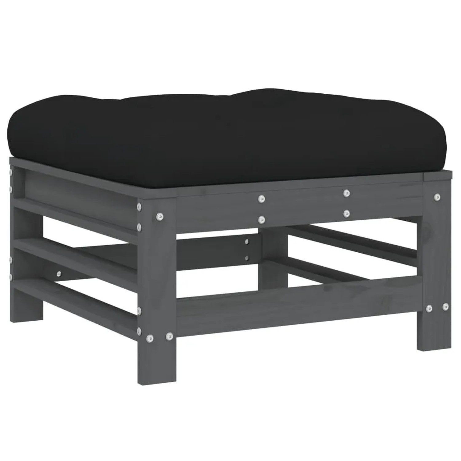 vidaXL Gartenhocker mit Kissen Grau Massivholz Kiefer 825669