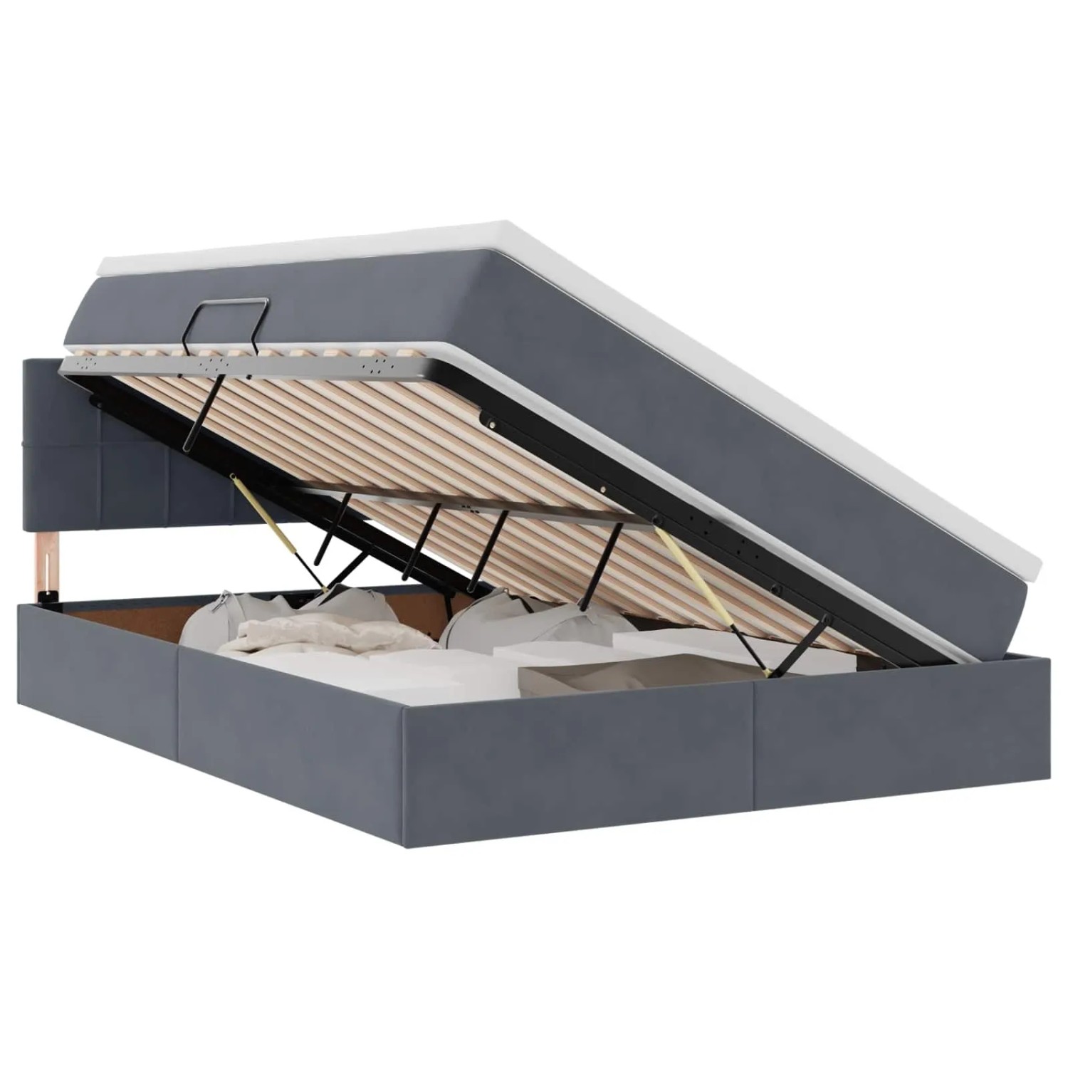 vidaXL Bett mit LED-Lichtleisten Dunkelgrau 140 x 190 cm Samt 3371392
