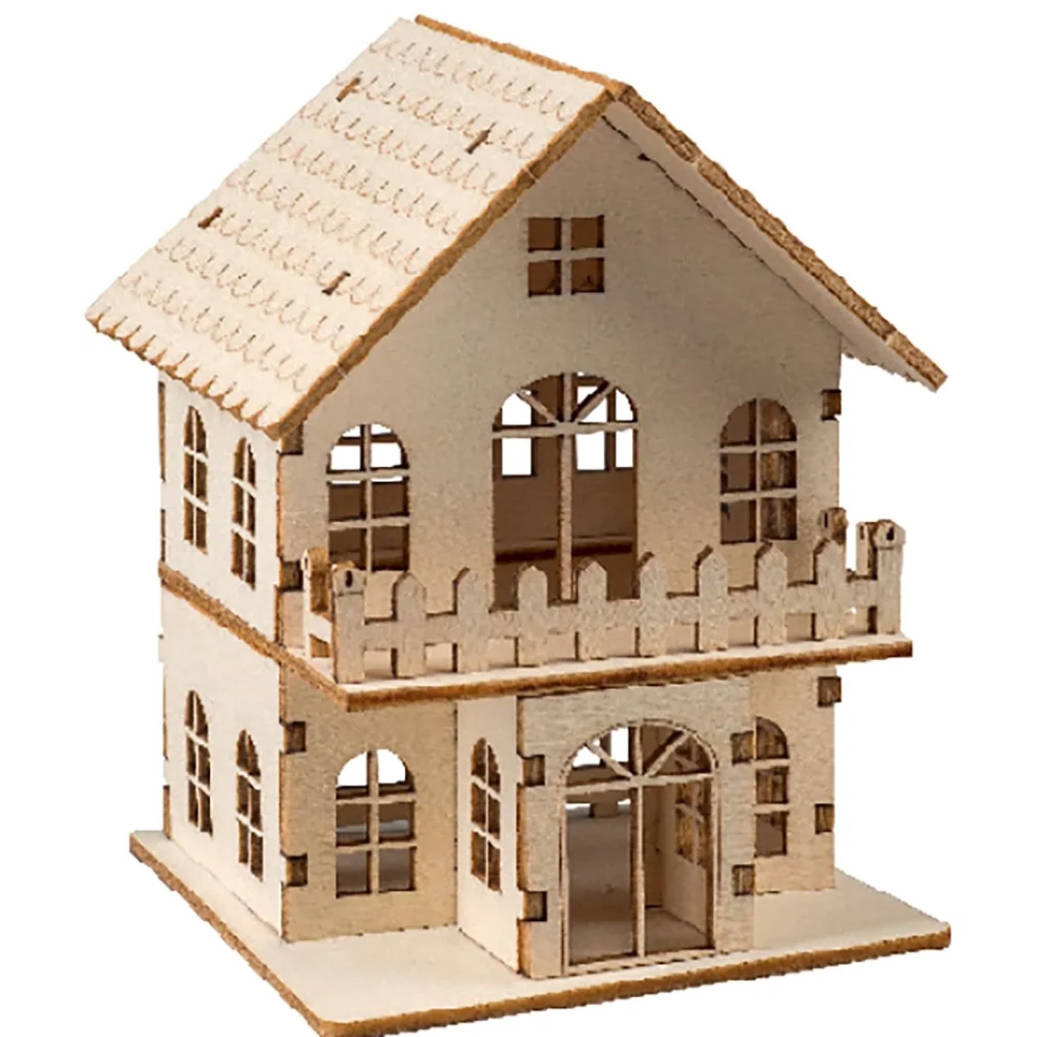 HGD Bastel-Set Wohnhaus aus Holz ca. 12,5 cm Höhe