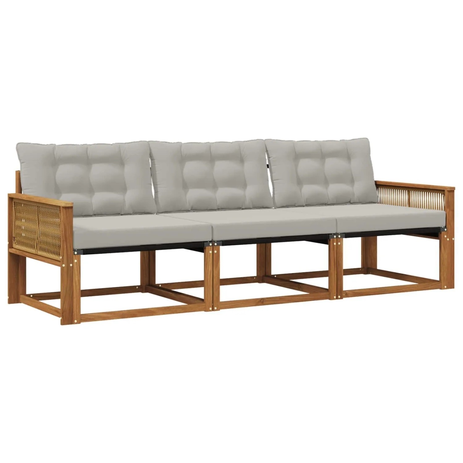 vidaXL Outdoor-Sofagarnitur mit Kissen 3 Stk Natur und Hellgrau 3381219