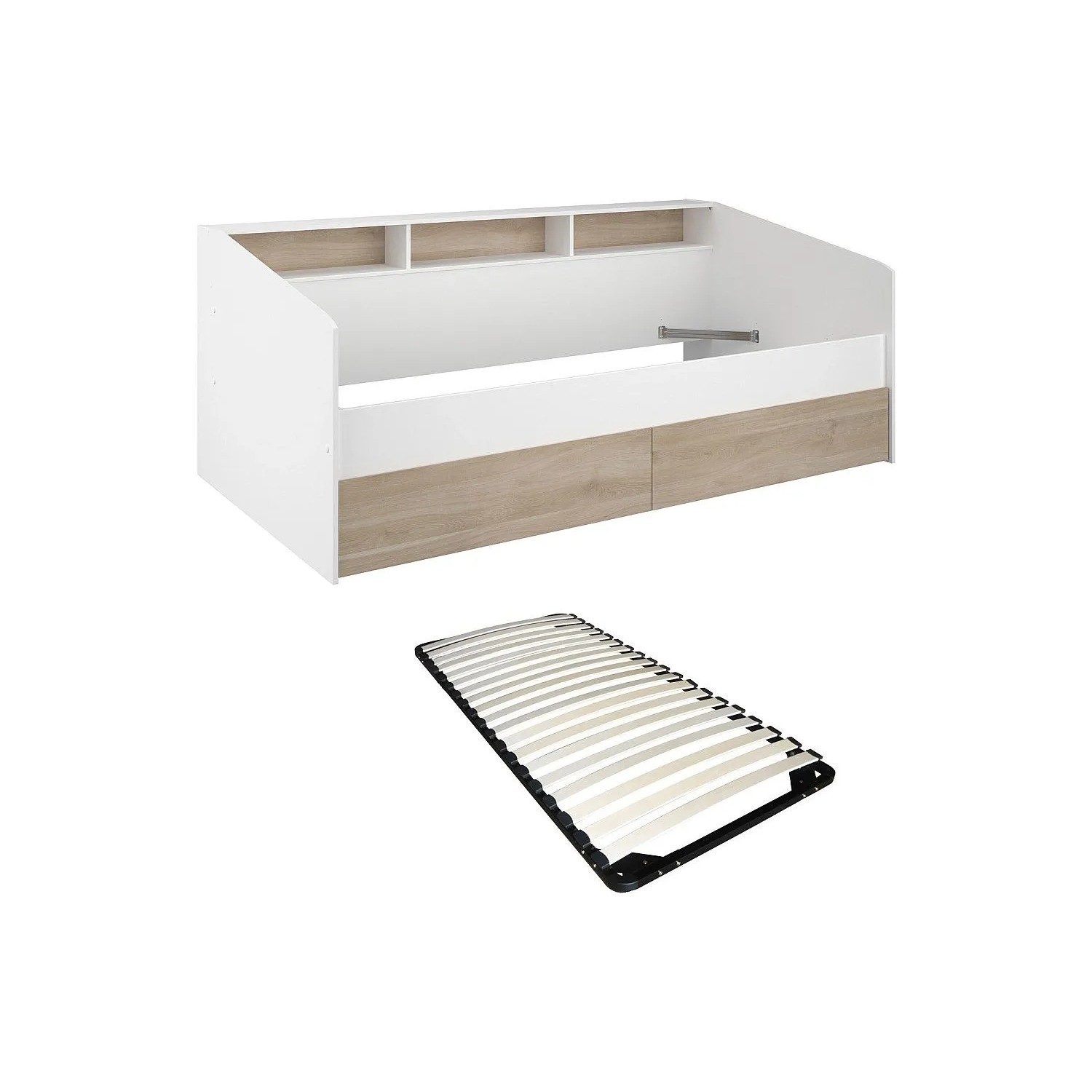 Vente-unique Bettrahmen Paulette Naturfarben Hell  Weiß 203 cm