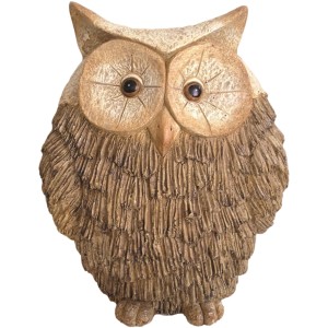 Dekorative Silex Eule aus Polyresin für Garten und Innenbereich, 32x24x41 cm.