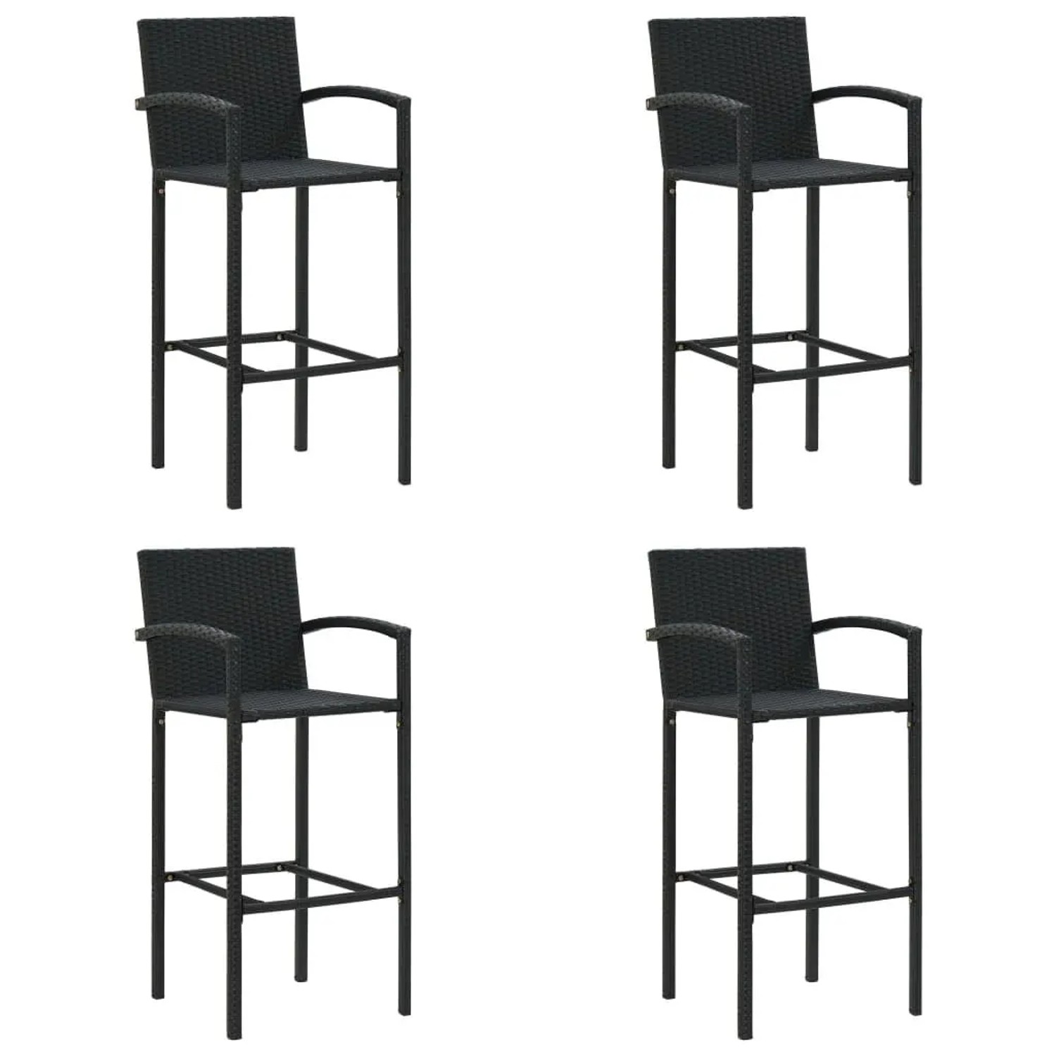 vidaXL Barhocker 4 Stk Schwarz Poly Rattan 313455