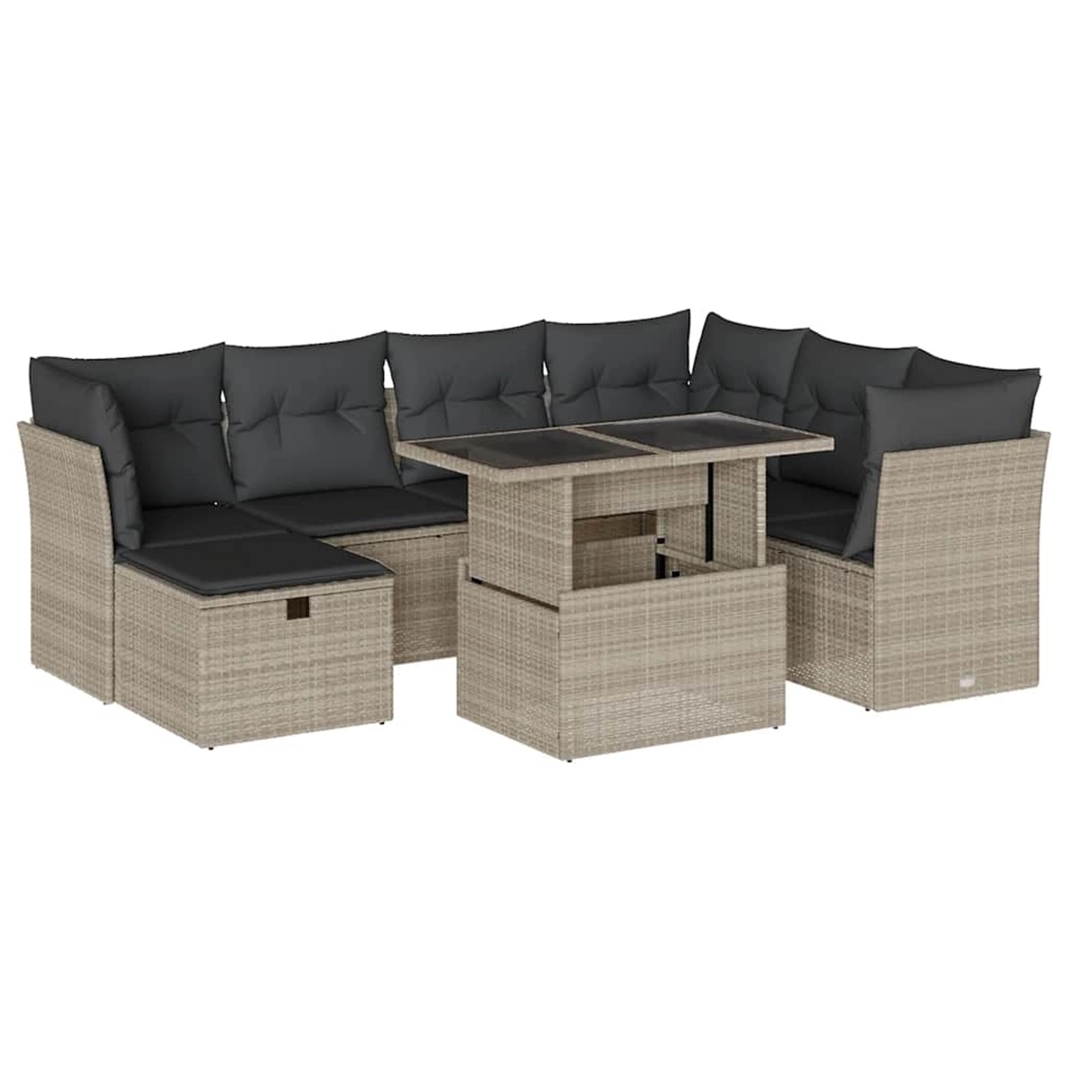 vidaXL 8-Tlg Garten-Sofagarnitur mit Kissen Hellgrau Poly Rattan 3274682 günstig online kaufen
