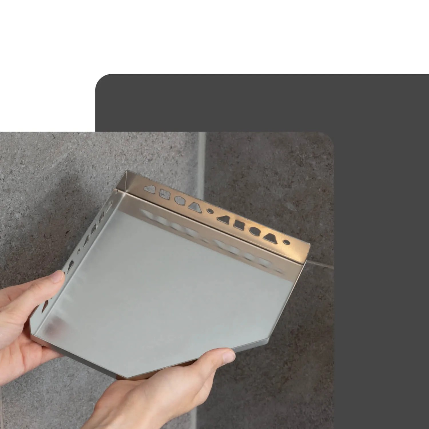 Dalsys befliesbare Duschablage, 200x200mm, Edelstahl silber, für Bad & Dusche.