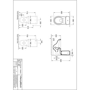 Technische Zeichnung Villeroy & Boch O.novo Spülkasten, Maße und Details.