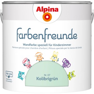 Alpina Farbenfreunde Kolibrigrün, seidenmatte Wandfarbe für Kinderzimmer, 2,5 Liter.