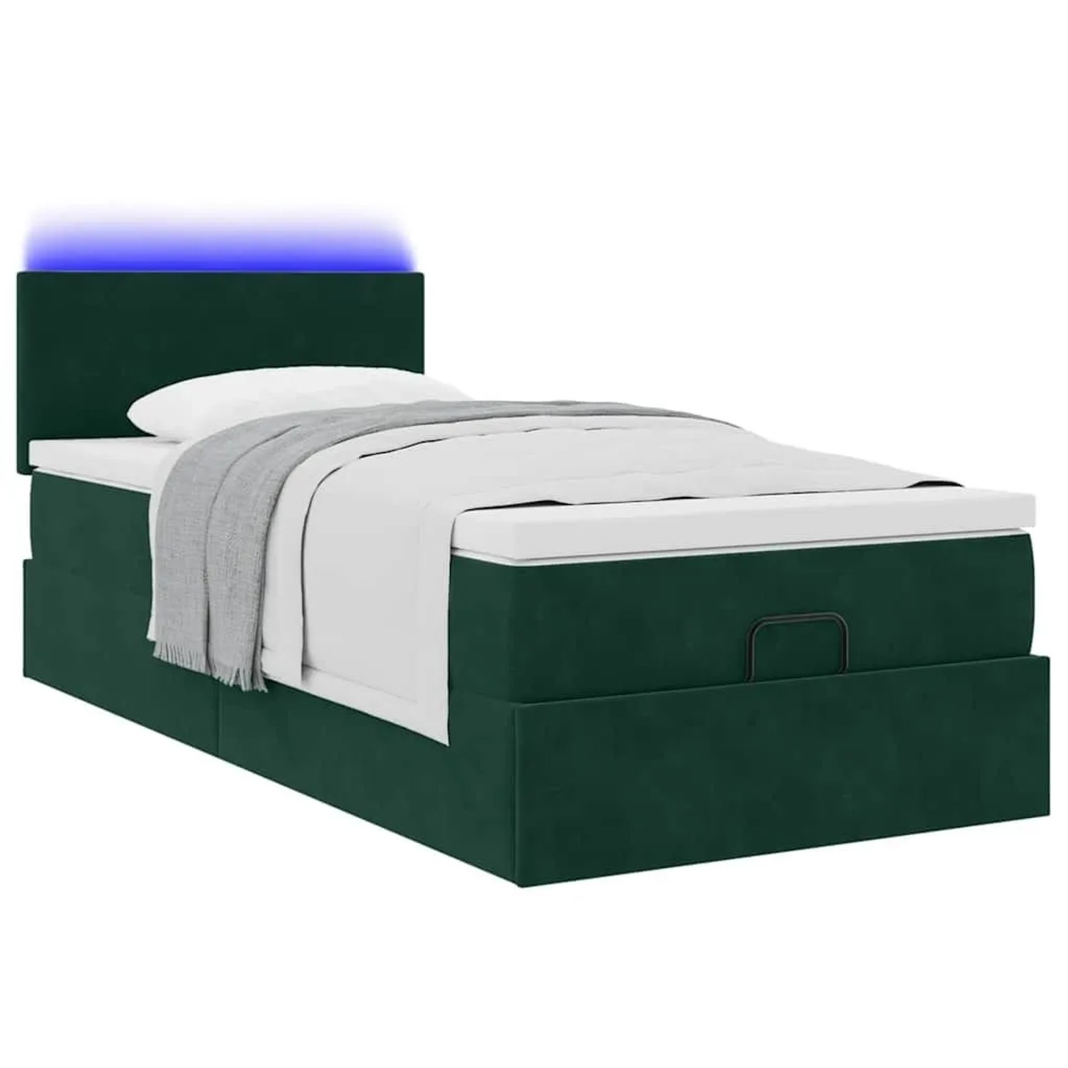vidaXL Ottoman-Bett mit Matratze und LEDs Dunkelgrün 100x200 cm Samt 3312533